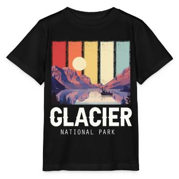 Glacier National Park Souvenir Montana Lake and Mountain - Stanley/Stella MINI CREATOR Kids’ T-Shirt - black - Front - Mikhail (115cm)