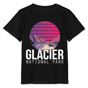 Montana National Park Glacier Souvenir Lake and Mountain - Stanley/Stella MINI CREATOR Kids’ T-Shirt - black - Front - Mikhail (115cm)