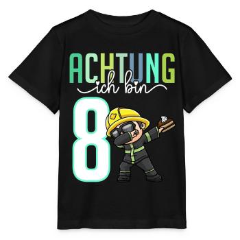Zum 8. Geburtstag 8 Jahre Feuerwehr Junge Mädchen - Stanley/Stella Kinder T-Shirt MINI CREATOR  - Schwarz - Vorne - Mikhail (115cm)