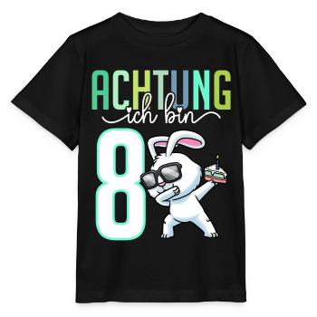 Zum 8. Geburtstag 8 Jahre Hase Junge Mädchen - Stanley/Stella Kinder T-Shirt MINI CREATOR  - Schwarz - Vorne - Mikhail (115cm)