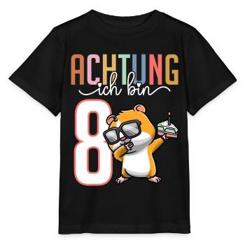Zum 8. Geburtstag 8 Jahre Hamster Junge Mädchen - Stanley/Stella Kinder T-Shirt MINI CREATOR  - Schwarz - Vorne - Mikhail (115cm)