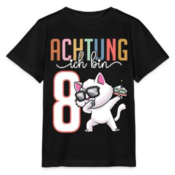 Zum 8. Geburtstag 8 Jahre Katze Junge Mädchen - Stanley/Stella Kinder T-Shirt MINI CREATOR  - Schwarz - Vorne - Mikhail (115cm)