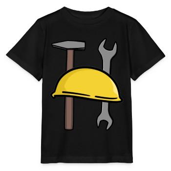 Crafts Safety helmet Tool Construction site Commercial - Stanley/Stella MINI CREATOR Kids’ T-Shirt - black - Front - Mikhail (115cm)