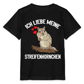 Ich liebe meine Streifenhörnchen Eichhörnchen - Stanley/Stella Kinder T-Shirt MINI CREATOR  - Schwarz - Vorne - Mikhail (115cm)