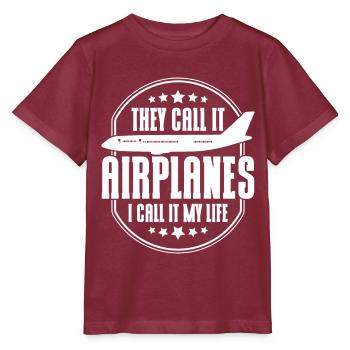 Flugzeug Pilot Flugzeuge Flugzeug Landung Geschenk - Stanley/Stella Kinder T-Shirt MINI CREATOR  - Burgunderrot - Vorne - Kain (125cm)