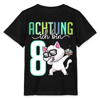 Zum 8. Geburtstag 8 Jahre Katze Junge Mädchen - Stanley/Stella Kinder T-Shirt MINI CREATOR  - Schwarz - Vorne - Mikhail (115cm)