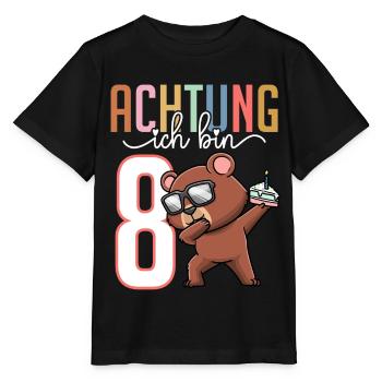 Zum 8. Geburtstag 8 Jahre Bär Junge Mädchen - Stanley/Stella Kinder T-Shirt MINI CREATOR  - Schwarz - Vorne - Mikhail (115cm)