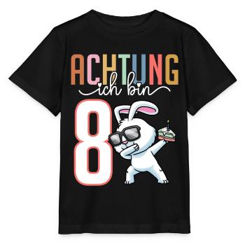 Zum 8. Geburtstag 8 Jahre Hase Junge Mädchen - Stanley/Stella Kinder T-Shirt MINI CREATOR  - Schwarz - Vorne - Mikhail (115cm)