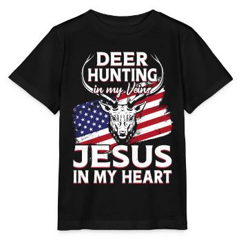 Chasseur de cerfs Buck Jesus - T-shirt bio MINI CREATOR Stanley/Stella Enfant - noir - Devant - Mikhail (115cm)