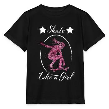Skate like a girl Skaterin Skateboarderin Skaten - Stanley/Stella Kinder T-Shirt MINI CREATOR  - Schwarz - Vorne - Mikhail (115cm)