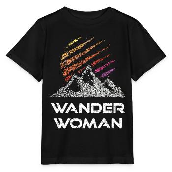 Hiking Woman Hiking Mountaineering Climbing Mountain - Stanley/Stella MINI CREATOR Kids’ T-Shirt - black - Front - Mikhail (115cm)