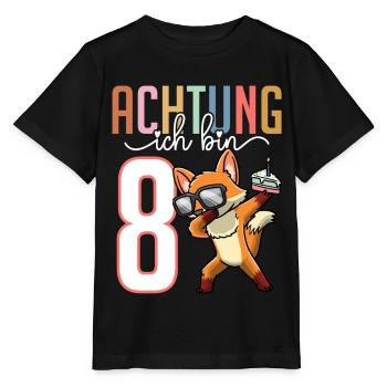 Zum 8. Geburtstag 8 Jahre Fuchs Junge Mädchen - Stanley/Stella Kinder T-Shirt MINI CREATOR  - Schwarz - Vorne - Mikhail (115cm)