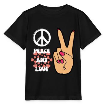 Frieden und Liebe Frau Handzeichen - Stanley/Stella Kinder T-Shirt MINI CREATOR  - Schwarz - Vorne - Mikhail (115cm)
