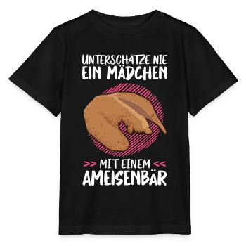 Mädchen mit Ameisenbär Südamerika Ameisenfresser - Stanley/Stella Kinder T-Shirt MINI CREATOR  - Schwarz - Vorne - Mikhail (115cm)