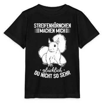 Streifenhörnchen machen mich glücklich - - Stanley/Stella Kinder T-Shirt MINI CREATOR  - Schwarz - Vorne - Mikhail (115cm)