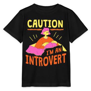 Attention Je suis un introverti timide - T-shirt bio MINI CREATOR Stanley/Stella Enfant - noir - Devant - Mikhail (115cm)