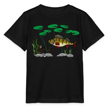 Perch fishing - Stanley/Stella MINI CREATOR Kids’ T-Shirt - black - Front - Mikhail (115cm)