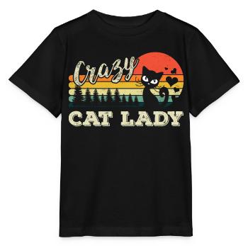 Crazy Cat Lady - Verrückte Katzen Frau - Stanley/Stella Kinder T-Shirt MINI CREATOR  - Schwarz - Vorne - Mikhail (115cm)