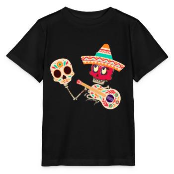 Dia de muertos,Mariachi,Costume,Jour des Morts,Masque - T-shirt bio MINI CREATOR Stanley/Stella Enfant - noir - Devant - Mikhail (115cm)