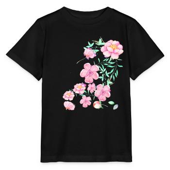 fleur de cerisier,fleurs,fleur,floral,fleur - T-shirt bio MINI CREATOR Stanley/Stella Enfant - noir - Devant - Mikhail (115cm)