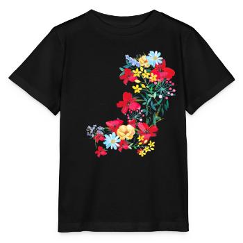 blumen,blüte,floral , Blume, Wiese, Ranke - Stanley/Stella Kinder T-Shirt MINI CREATOR  - Schwarz - Vorne - Mikhail (115cm)