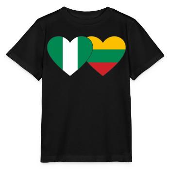 Nigeria Lithuania Flag Heart - Stanley/Stella MINI CREATOR Kids’ T-Shirt - black - Front - Mikhail (115cm)