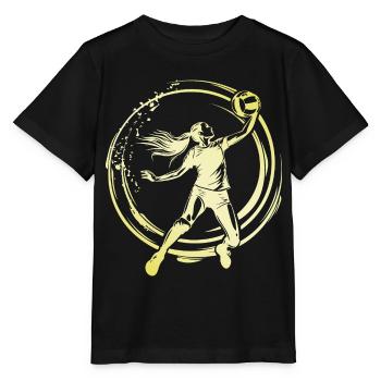 Volleyball Spielerin - Stanley/Stella Kinder T-Shirt MINI CREATOR  - Schwarz - Vorne - Mikhail (115cm)