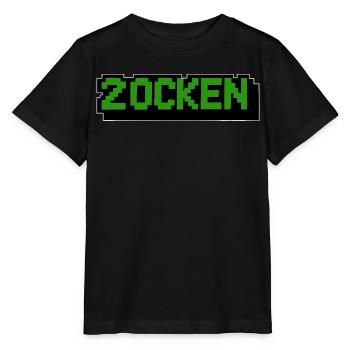 Lettering Zocken Retro Computer - T-shirt bio MINI CREATOR Stanley/Stella Enfant - noir - Devant - Mikhail (115cm)