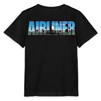 Avion Jumbo Jet - T-shirt bio MINI CREATOR Stanley/Stella Enfant - noir - Devant - Mikhail (115cm)