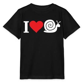 Snail i love snails heart slow gift - Stanley/Stella MINI CREATOR Kids’ T-Shirt - black - Front - Mikhail (115cm)