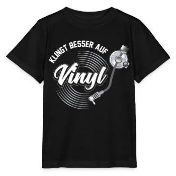 Klingt Besser auf Vinyl Audiophil DJ Geschenk - Stanley/Stella Kinder T-Shirt MINI CREATOR  - Schwarz - Vorne - Mikhail (115cm)