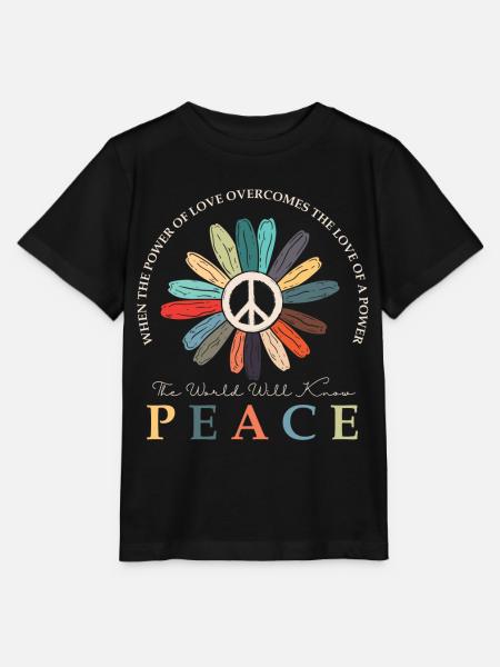Hippie Flower Power Peace & Power - Stanley/Stella Kinder T-Shirt MINI CREATOR - Schwarz