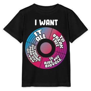 80ger Jahre Musik Retro Lyrik - I Want It All - Stanley/Stella Kinder T-Shirt MINI CREATOR  - Schwarz - Vorne - Mikhail (115cm)
