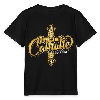 Catholique depuis 33 après JC Crucifix Jesus Eucharis - T-shirt bio MINI CREATOR Stanley/Stella Enfant - noir - Devant - Mikhail (115cm)
