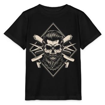 Salon de coiffure, salon de coiffure, coiffeur - T-shirt bio MINI CREATOR Stanley/Stella Enfant - noir - Devant - Mikhail (115cm)
