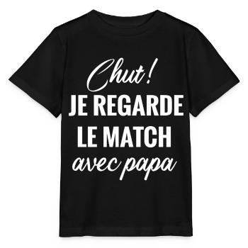 Chut je regarde le match avec papa. Humour foot - T-shirt bio MINI CREATOR Stanley/Stella Enfant - noir - Devant - Mikhail (115cm)