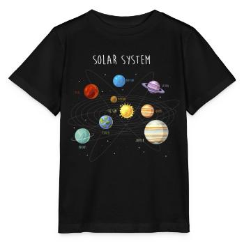Système solaire avec toutes les planètes, orbites - T-shirt bio MINI CREATOR Stanley/Stella Enfant - noir - Devant - Mikhail (115cm)
