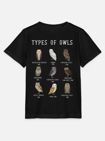 Eulentypen, Eule, Eulen, Schneeeule, Barn Owl - Stanley/Stella Kinder T-Shirt MINI CREATOR - Schwarz