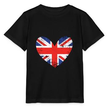 Great Britain heart - Stanley/Stella MINI CREATOR Kids’ T-Shirt - black - Front - Mikhail (115cm)
