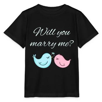 Wedding proposal - Stanley/Stella MINI CREATOR Kids’ T-Shirt - black - Front - Mikhail (115cm)