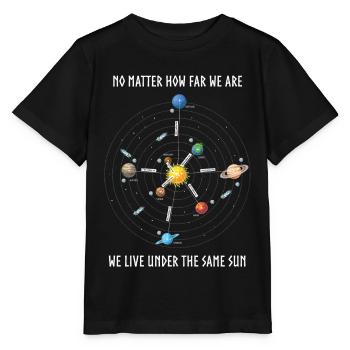 Planet, Universe, Distances of Planets - Stanley/Stella MINI CREATOR Kids’ T-Shirt - black - Front - Mikhail (115cm)