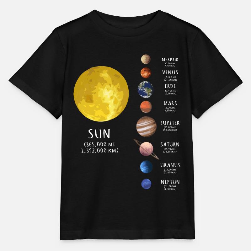Système solaire, planète, planète, soleil, terre - T-shirt bio MINI CREATOR Stanley/Stella Enfant - noir
