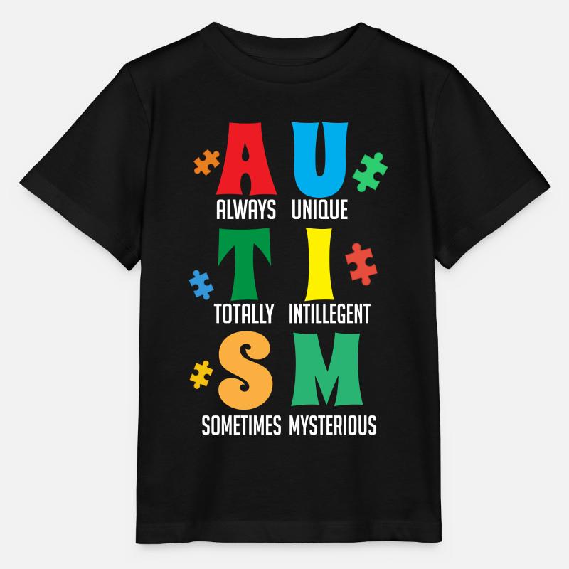 Autisme, Je porte bleu, conscience de l’autisme - T-shirt bio MINI CREATOR Stanley/Stella Enfant - noir