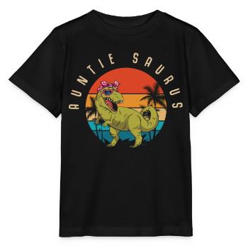 Tante Saurus, dinosaure, tante, Tante Drôle - T-shirt bio MINI CREATOR Stanley/Stella Enfant - noir - Devant - Mikhail (115cm)