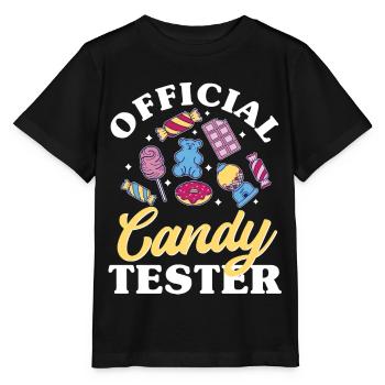 Official candy tester, candy - Stanley/Stella MINI CREATOR Kids’ T-Shirt - black - Front - Mikhail (115cm)