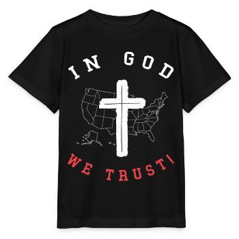 Nous avons confiance en Dieu, croyants chrétiens - T-shirt bio MINI CREATOR Stanley/Stella Enfant - noir - Devant - Mikhail (115cm)