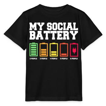 Meine Soziale Batterie Ist Niedrig - Stanley/Stella Kinder T-Shirt MINI CREATOR  - Schwarz - Vorne - Mikhail (115cm)