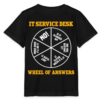 IT Service Desk Wheel of Answers - Stanley/Stella MINI CREATOR Kids’ T-Shirt - black - Front - Mikhail (115cm)