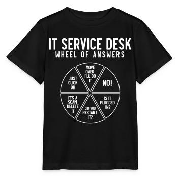 IT Service Desk Wheel of Answers - Stanley/Stella MINI CREATOR Kids’ T-Shirt - black - Front - Mikhail (115cm)
