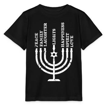 Hanukkah, Hanukkah, Family Lights Jewish - Stanley/Stella MINI CREATOR Kids’ T-Shirt - black - Front - Mikhail (115cm)